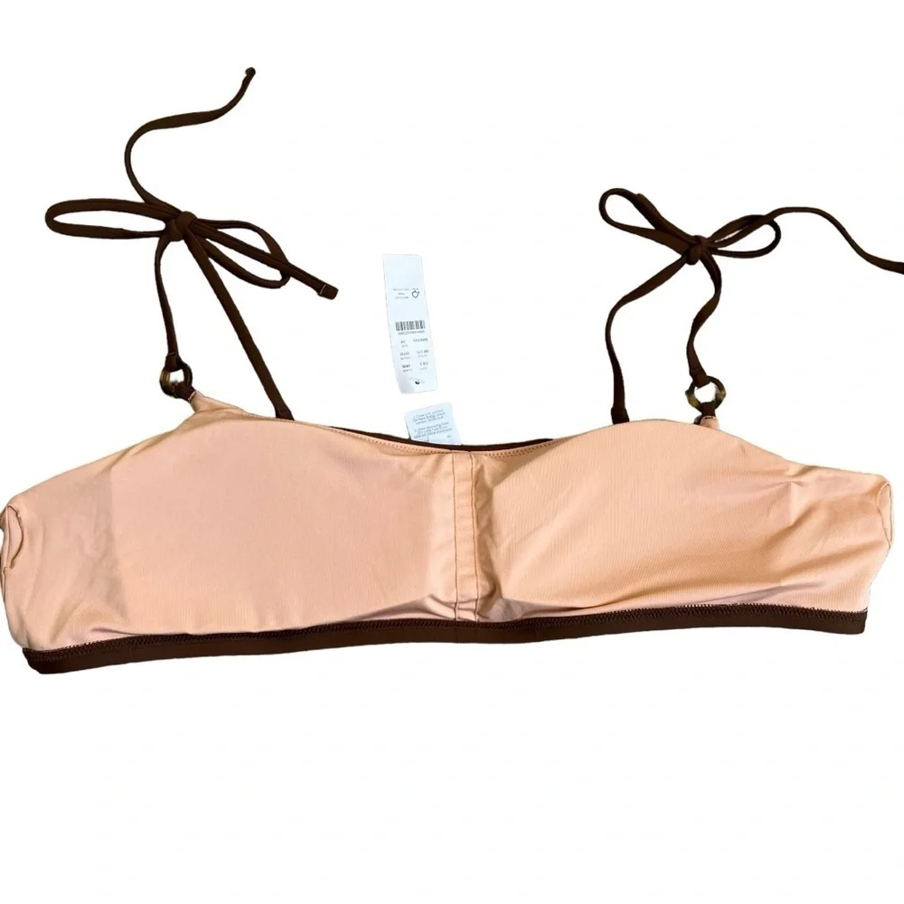 NWT J. Crew Chocolate Brown Scoopneck O-ring Tie-shoulder Padded Bikini Top 3X